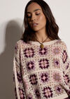 Crochet Squares Cropped Jumper, Mauve, large