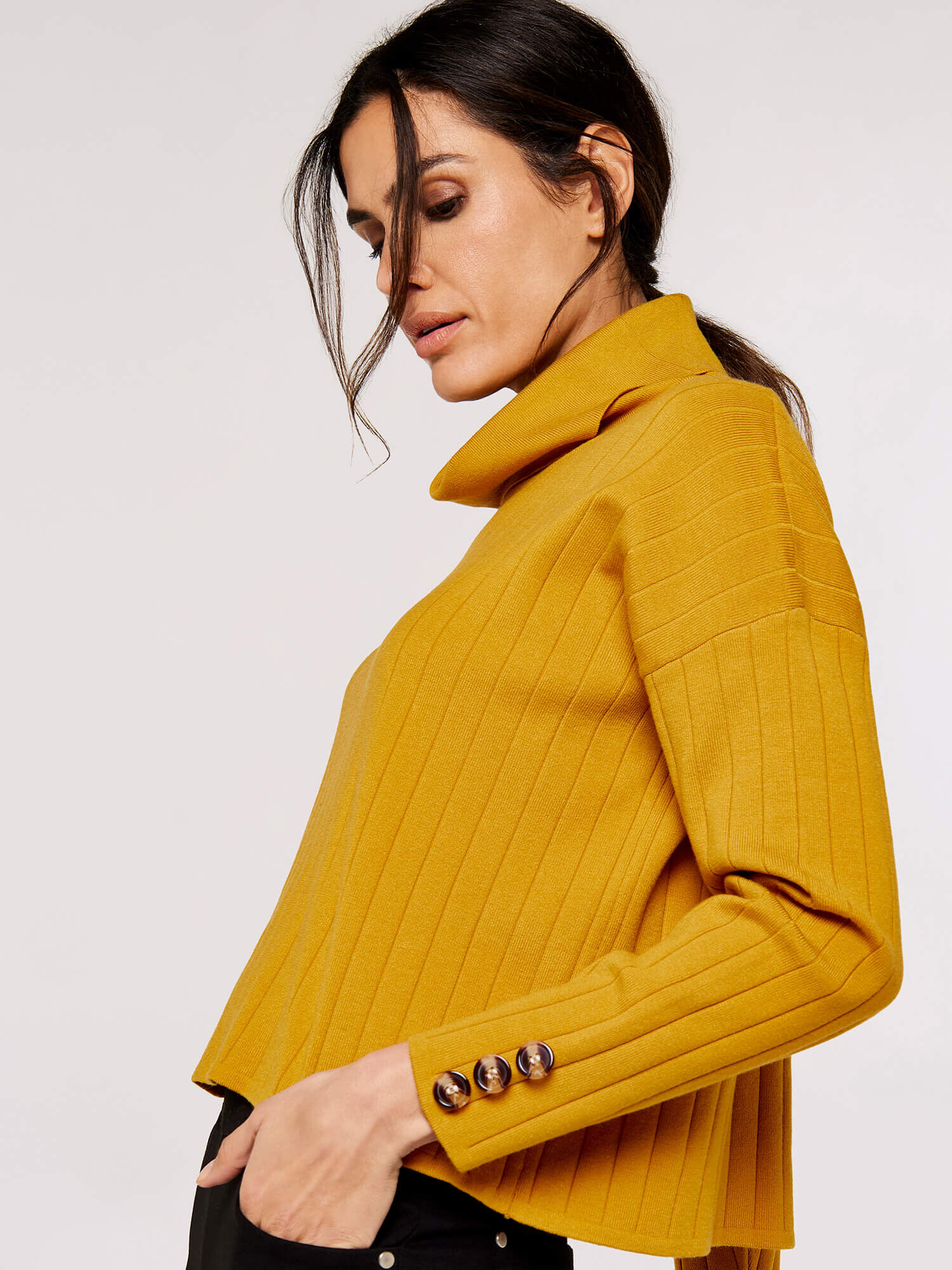 Cowl Neck Jumper Apricot Clothing