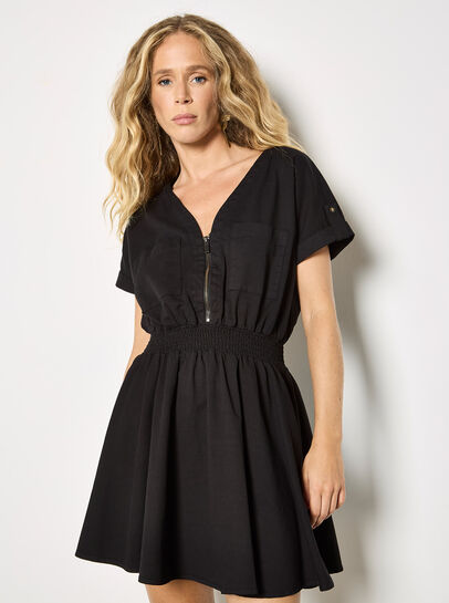 Zip Detail Skater Mini Dress