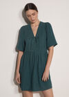 Textured Lace-Up Mini Dress, Green, large