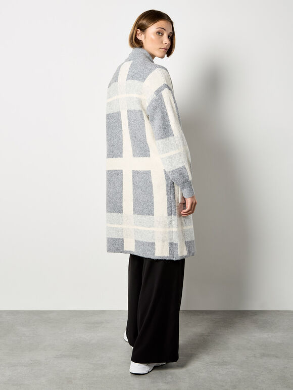 Stripe Colour Block Long Cardigan, Light Grey / Silver, large