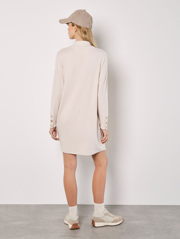 Soft Touch Cocoon Mini Dress, Stone, large