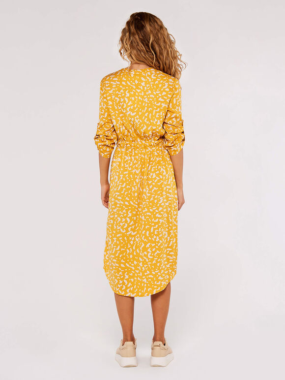 Brush Dot Midi Dress, Mustard, large