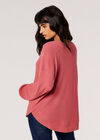 Oversized Waffle Knit Top, Pink, large