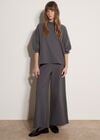 Waffle Jersey Knit Wide-Leg Joggers, Dark Grey/Charcoal, large