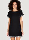 Black Metallic Hem Detail Dress, Black, large