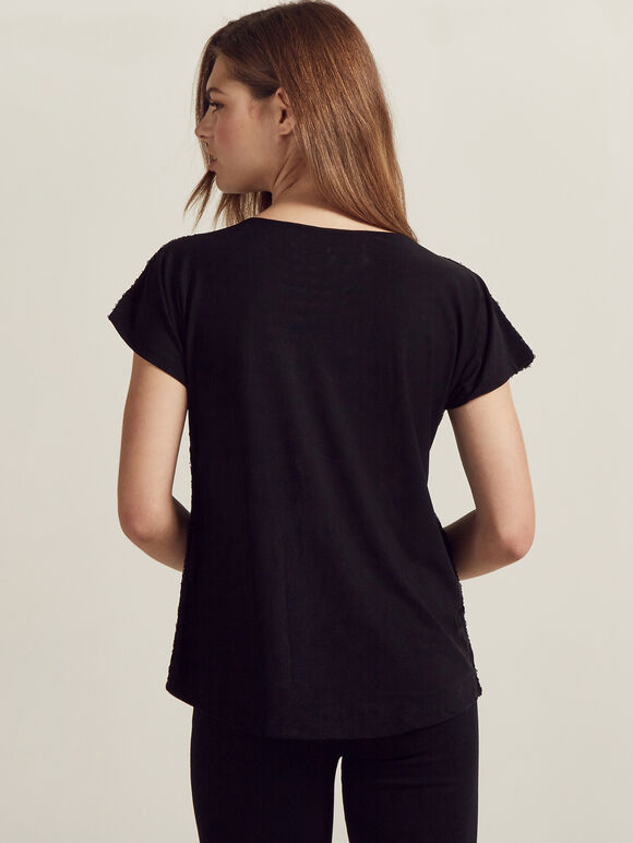 Front Mesh Back Blouse, Black, large