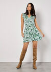 Floral Chiffon Mini Dress, Green, large