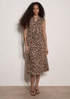 Animal Print Midi Dress, Brown, large