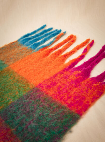Colour Block Check Square Scarf