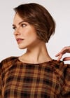 Textured Check Midi Dress, Mustard, large