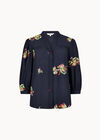 Floral Paisley Embroidered Blouse, Navy, large