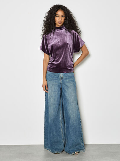 Velvet Ruched Side Top