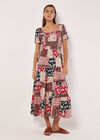 Daisy Patchwork Smocked Maxi Dress, Red, large