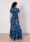 Watercolour Floral Smocked Maxi Dress, Blue, large