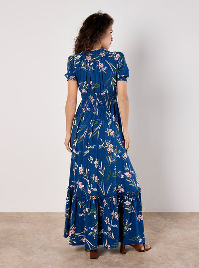 Watercolour Floral Smocked Maxi Dress