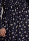 Smocked Floral Midi Dress, Navy, large