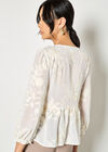 Embroidered Floral Chiffon Top, Cream, large