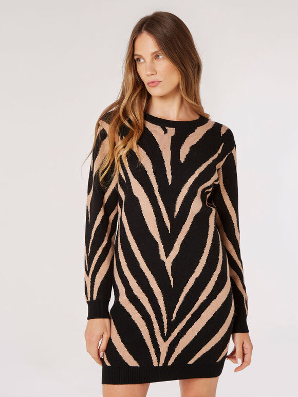 Zebra Jumper Dress, Black, large