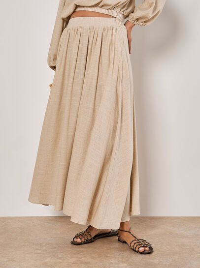 Linen Pleated Midi Skirt