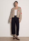Mushroom Appliqu&eacute; Chunky Knit Cardigan, Brown, large