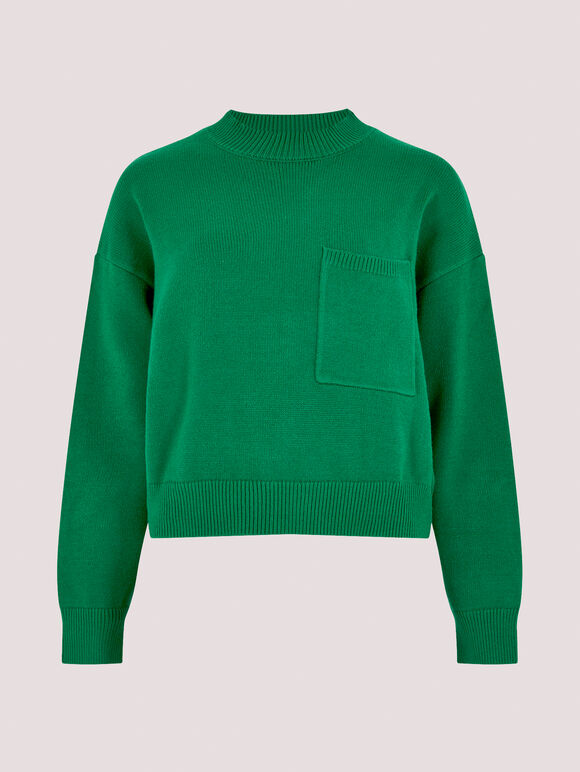 Boxy Pocket Jumper, Green, large