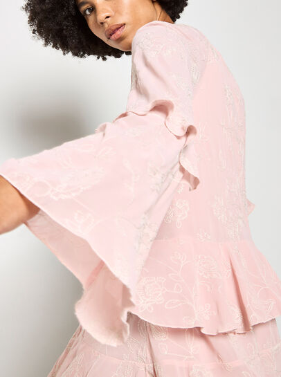 Chiffon Floral Embroidered Mini Dress