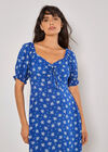 Silhouette Floral Milkmaid Maxi Dress, Blue, large