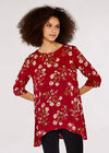 Floral High Low Tunic, Red, large
