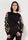 Sequin Arm Embellished Jumper, Black, large