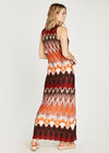 Chevron Zip Maxi Dress, Orange, large
