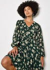 Chiffon Floral Print Mini Dress, Green, large