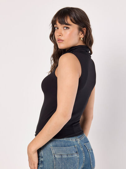 Jersey Roll Neck Tank Top
