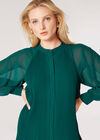 Plisse Chiffon Mini Dress, Green, large