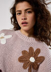 Embroidered Flower Jumper, Pink, large