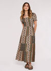 Paisley Patchwork Smocked Maxi Dress, Green, large