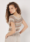 Hand-Crocheted Stripes Crop Top, Coral, large