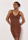 Ribbed Knit Bodycon Midi Dress, Rust, large