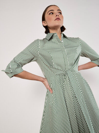 Cotton Stripe Shirt Mini Dress