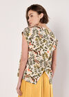 Tropical Leaf Split Back Top, Stone, large