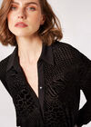 Animal Print Burnout Velvet Shirt, Black, large