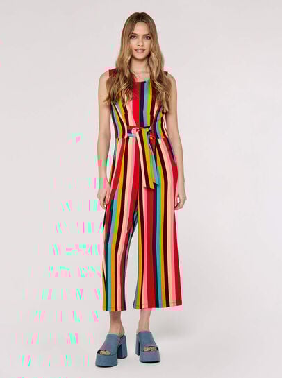 Multi-stripe Tie Waist Jumpsuit
