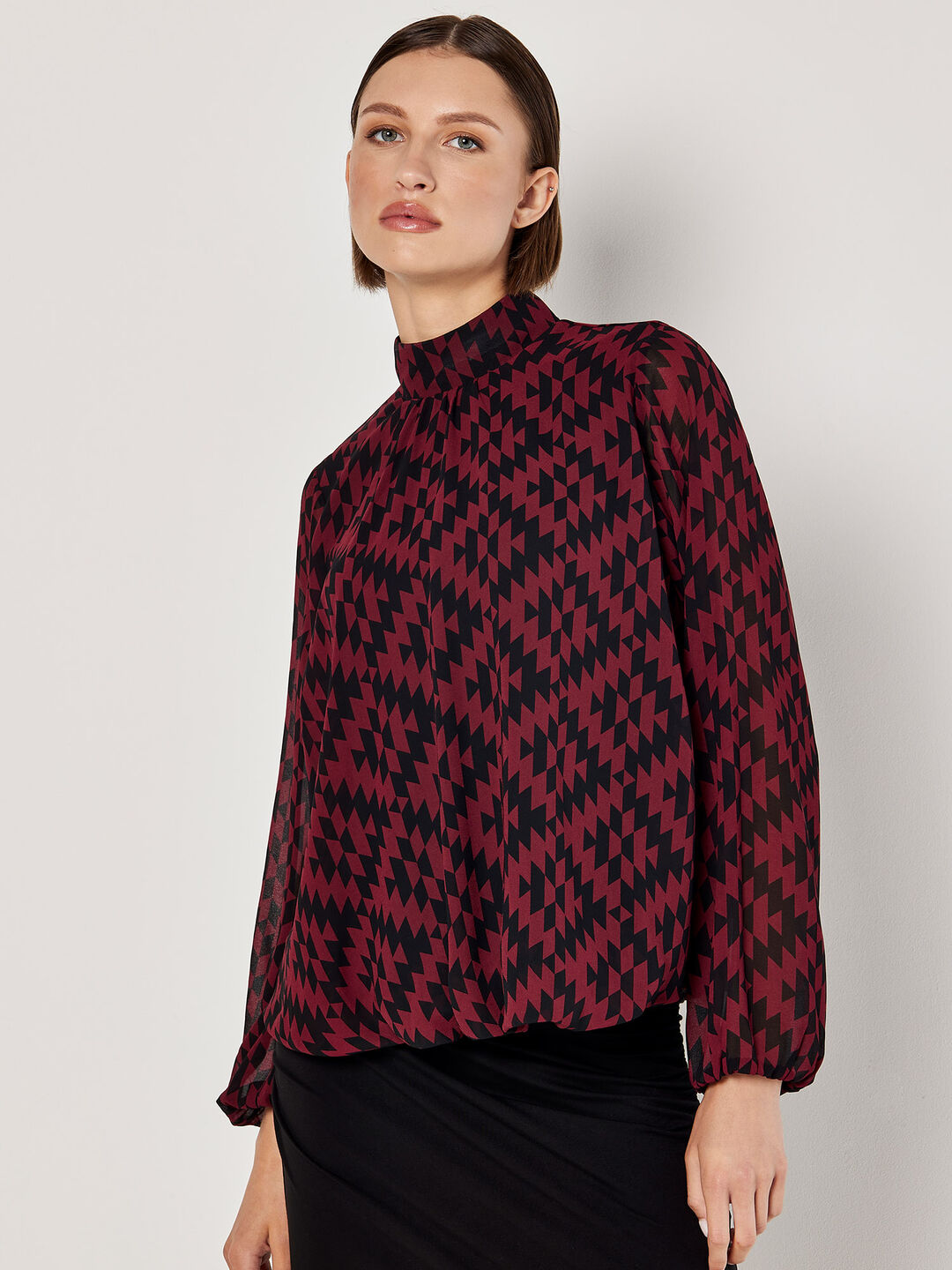 Geo Diamond Chiffon Blouse