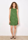 Floral Embroidered Shift Mini Dress, Green, large