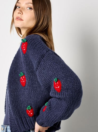 Chunky Knit Strawberry Cardigan