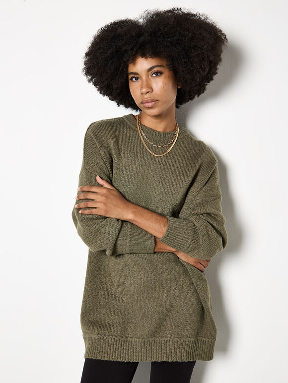 Oversized Jumper Tunic, Khaki, large
