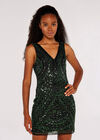 Sequin  Bodycon Mini Dress, Green, large