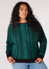 Curve Chevron Knit Jumper, Teal, large