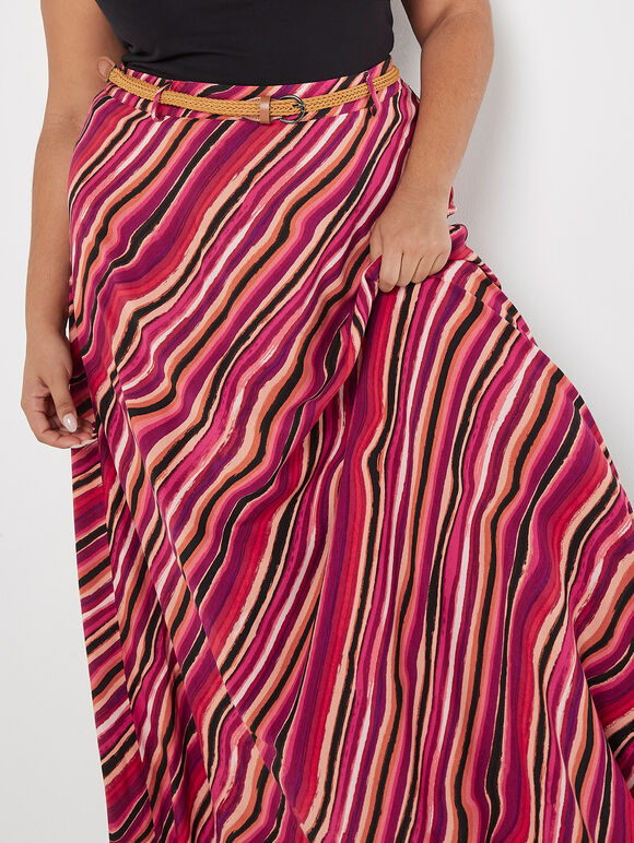 Curve Retro Wave Maxi Skirt, Pink, large