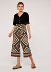 Border Print Culottes, Khaki, large